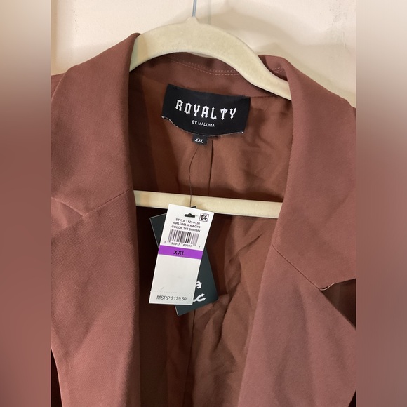 NWT Royalty By Maluma Belted Asymmetric One-Button Blazer size XXL brown - Picture 4 of 10